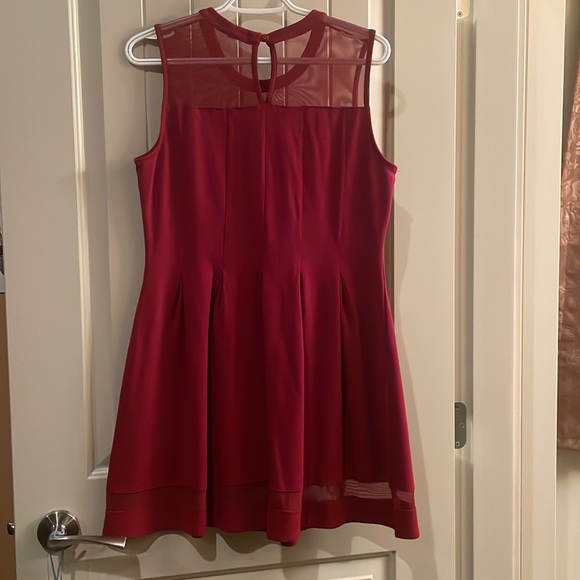 Ruby Red Sleeveless Illusion Sweetheart Dress - Picture 6 of 6